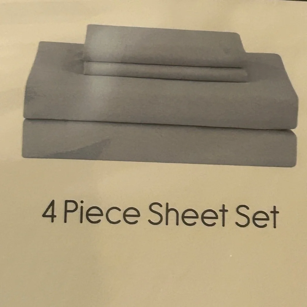 Shawna King Sheet Set Soothing Periwinkle Gray 4 Piece New (Out of Box NEW)